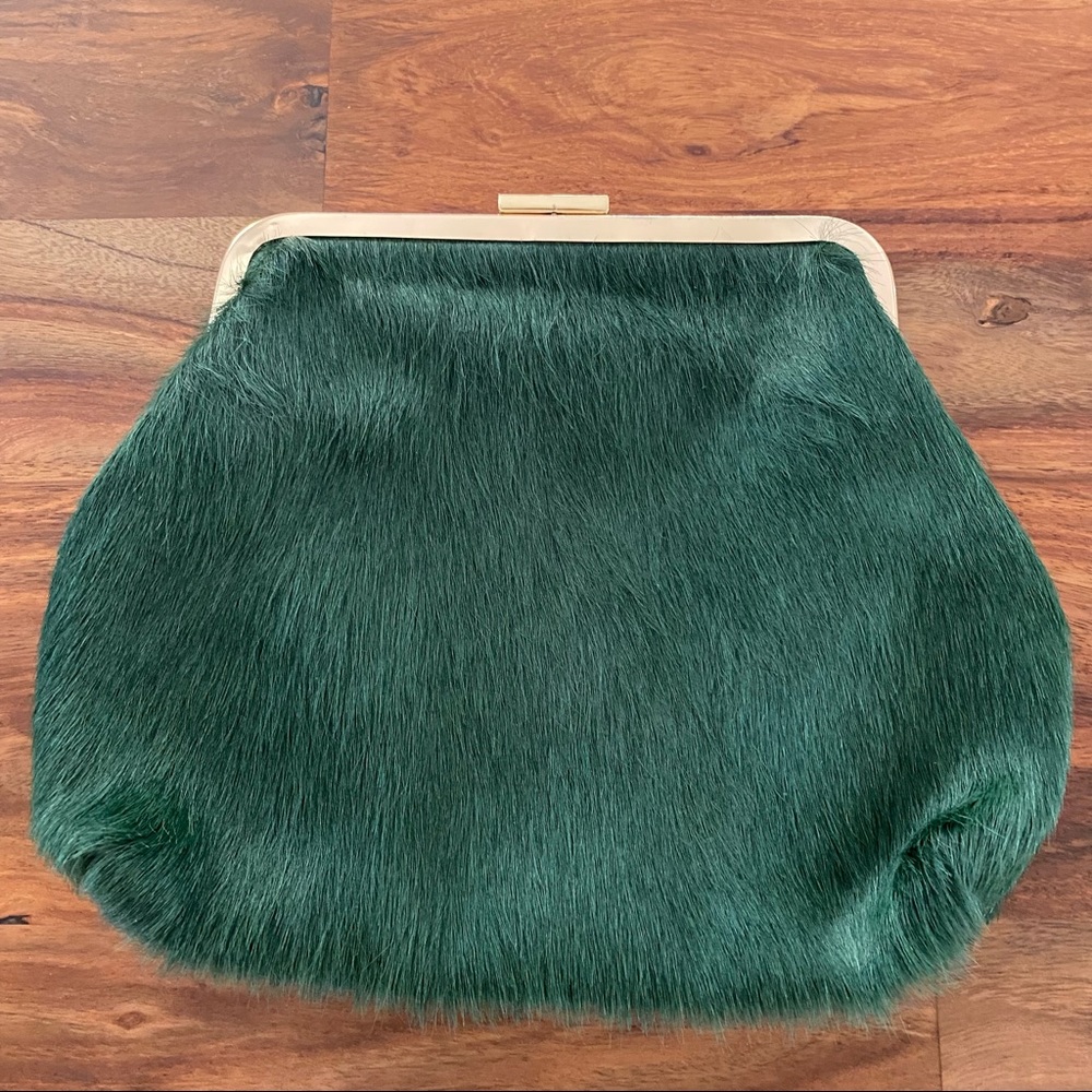 Clare V Flore Green Cow Hair Clutch/Bag